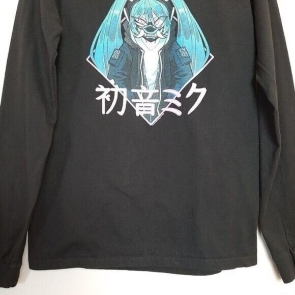 CRYPTON Manga Anime Black Crewneck Long Sleeve Top Sz S - Picture 4 of 7